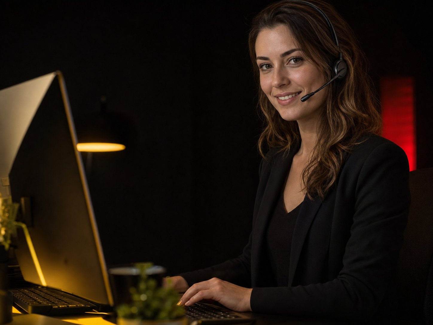 Persönliche Kundenberaterin mit Headset